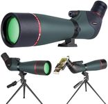 20-60x80 HD Spotting Scopes for Target Shooting, Spotter Scope for Wildlife Viewing Hunting Bird Watching - BAK4 Waterproof Spotting Scope with Tripod, Upgraded Smartphone Holder, Carrying Bag