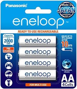 Panasonic BK-3MCCE/4BN Eneloop(Up to 2000 mAH) AA Ni-MH Pre-Charged Rechargeable Batteries, 4-Battery Pack