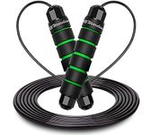 Wearslim® Skipping Rope with Ball Bearings Rapid Speed Jump Rope Cable and 6” Memory Foam Handles Ideal for Aerobic Exercise Like Speed Training, Extreme Jumping - Black & Green