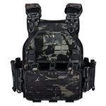 YAKEDA Tactical Vest for Men 1000D Nylon Quick Release Laser-Cutting Modular Vest Lightweight Vest (MCBK)