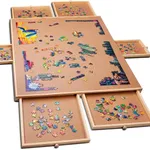 PLAYVIBE 1500 Piece Puzzle Board with Drawers – Jigsaw Puzzle Table with 6 Drawers, 27" x 35" – Wooden Puzzle Organizer – Portable Puzzle Board