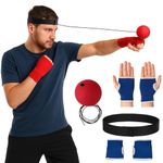 Boxing Reflex Ball with Adjustable Headband & Hand Gloves – Speed Punch Training Ball for Adults & Kids – Hand Eye Coordination Trainer – Home Workout Boxing Kit – MMA Fitness Equipment