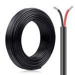 20M/65.6ft 12V Low Voltage Wire, Outdoor Landscape Lighting Cable, 2*0.3mm² Conductor Extension Cable, 22AWG Electrical Cord Red & Black Tinned Copper Hookup Wire Kit, 2 Core with Black Reel Package