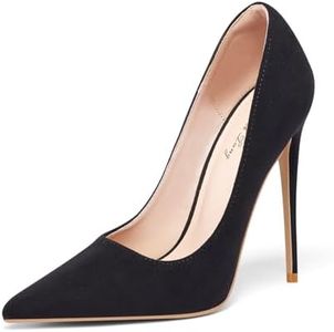 Zhabtuc Tacchi alti, décolleté da donna con punta a punta in camoscio, 12 cm, tacco a spillo ideale per feste eleganti e occasioni festive, Nero A., 42 EU