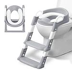 KIDOOLA Adjustable Potty Ladder Seat for Toilet Training with Steps, Handle & Soft Cushion Design Non Slip & Space Efficient Toddlers & Children Unisex Foldable & Easy Assembly Splash Guard Included