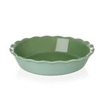 SWEEJAR Ceramic Pie Pan for Baking, 10 Inches Round Baking Dish for Dinner, Non-Stick Pie Plate with Soft Wave Edge for Apple Pie, Pumpkin Pie, Pot Pies (Green)