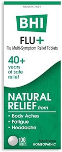 BHI Flu + Cold Multi-Symptom Relief Natural Safe Non-Drowsy Remedy 11 Targeted Homeopathic Active Ingredients for Body Aches, Fatigue, Chills & Headache - 100 Tablets
