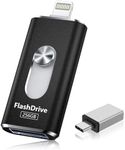 MFi Certified 256GB USB Flash Drives - 4 in 1 USB C Flash Drive, High Speed USB Stick External Storage for iPhone/iPad/Android/PC/More Devices for Photos Transfer and Data Storage (Black)