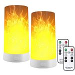 LED Flame Effect Light,2 Pack Flame lamp,USB Rechargeable led Flame Light with Remote & Timer, Realistic Dancing LED Flickering Wick with Magnetic for Thanksgiving Christmas