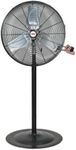 K Tool International Oscillating Pedestal Fan 24", Waterproof Industrial Fan with Stand and Aluminum Fan Blades 3-Speed Shop Metal Garage Warehouse Fan, Black KTI77726