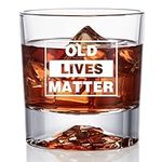 Gifts for Men Dad Grandpa, Old Lives Matter Whiskey Glass, Funny Gag Old Man Seniors Husband Gift, for Birthday Retirement Christmas Anniversary, Unique Secret Santa Scotch Gift Ideas