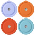 Replacement Lids for Pyrex 7201-PC 4 Cup, Silicone Round Storage Cover Lid for Anchor Hocking Glass Bowl 4 Pack with Date Mark