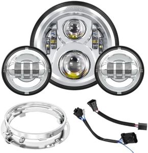 TRUCKMALL 7 Inch LED Headlight Fog Passing Lights for Touring Road King Ultra Classic Electra Street Glide Tri CVO Heritage Softail Slim Deluxe Fatboy