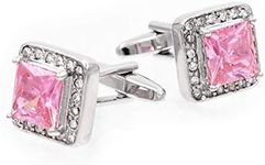 Rose Pink Crystal Cufflinks Silver tone Crystal Gem stone Cuff links YW20P