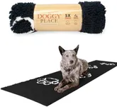 My Doggy Place Microfiber Dog Mat for Muddy Paws, 8 x 2' Black with Paw Print - Non-Slip, Absorbent and Quick-Drying Dog Paw Cleaning Mat, Washer and Dryer Safe - Hallway Runner