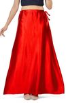 Madhu Fashion Women's Satin Saree Petticoat Saree Underskirt (XX-Large, Red)