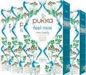 Pukka Feel New Organic Herbal Tea - 20 Count (Pack of 4), Aniseed, Fennel Seed, & Cardamom Refresh, Naturally Caffeine-Free