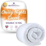 Slumberdown Chilly Nights Double Duvet - 15 Tog Extra Warm & Thick Heavyweight UK Made Quilt Ideal for Cold Winter Nights - Keeps you Cosy & Toasty, Soft Touch Cover, Hypoallergenic (200 x 200cm)