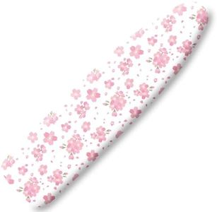 Extra Thick Ironing Board Cover and Pad, Cherry Blossoms 15x54 Ironing Board Cover, Resist Scorching and Staining,Elastic Edges,Pink Floral Leaves Spring Flower White