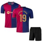 Sports Baarce Football Home Jersey with Shorts 2024/25 (Kid's, Boy's & Men's) (9_10 Years, Multicolor)