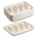 MT Products Disposable Taco Plate/Holder with 3 Compartments Made of Pulp Fiber Material Keeps Your Tacos Upright (15 Pieces)