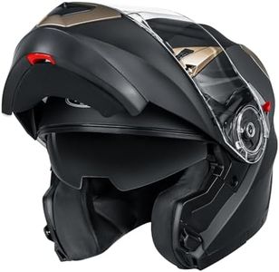 Motorcycle Modular Full Face Helmet DOT Approved - YEMA Helmet YM-925 Motorbike Casco Moto Moped Street Bike Racing Helmet with Sun Visor for Adult Youth Men and Women - Matte Black,M