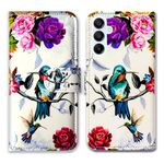 Bcov Galaxy A15 5G Case,Hummingbird in Flowers Bird Leather Flip Phone Case Wallet Cover with Card Slot Holder Kickstand for Samsung Galaxy A15 5G