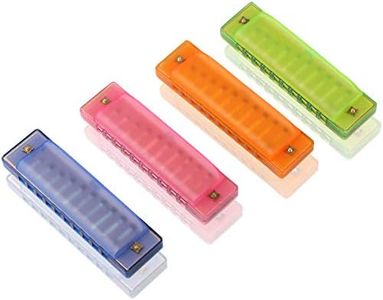 UNIME 4 PCS Harmonica for Kids, 10 Hole Translucent Harmonica for Children Kids
