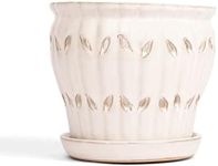 rePotme Orchid Pot - 6 inch Ceramic Orchid Pot with Holes, Pinwheel Fluted (White Diamond) - Includes Free 6 inch Slotted Pot Liner