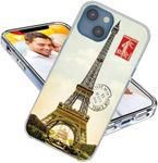 for iPhone 14 Case,for iPhone 13 Case,ARTIOSIT Full Protective Shockproof Slim Soft TPU Rubber Clear Case Cover for Girl Women iPhone 14/13 6.1,World Famous Landmark Postcard France Paris Eiffel Tower