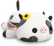 Onsoyours Cute Cow Plushie with Sunflower Headwear, Soft Stuffed Milk Cow Squishy Plush Animal Toy Flower Cow Pillow for Kids (Sunflower Cow, 9")