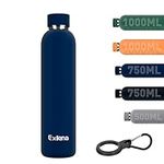 Exllena Insulated Water Bottles 750ml with Clip, Double Wall Vacuum Drinks Bottle Keeps Drinks Cold 24 Hrs/Hot 12 Hrs, Stainless Steel Water Bottle BPA Free (Dark Blue)