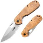 Kitory Pocket Knife 2.7"- EDC- Small Cute Folding Knife, D2 Stainless Sharp Blade with thick Wood Handle with Lanyard Hole, 2023 Gifts For Women and Men