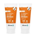 The Derma Co 1% Hyaluronic Sunscreen Aqua Gel SPF 50 PA++++ | In-Vivo Tested | Hyaluronic Acid for Deep, Long Lasting Hydration | Ultra Lightweight Texture I Non-Greasy, No White Cast | Broad Spectrum Protection & Blue Light Protection | Tan Protection | Photostable | For Men & Women | 80 g x 2