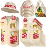 Toulite 18 Pcs Girl Safari Outfit Safari Jungle Costume Include 6 Kids Safari Party Hats 6 Explorer Vest 6 Tote Bag Girls Explorer Costume Safari Costume for Jungle Party Outdoor Activity Birthday