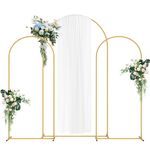 Wedding Arch Backdrop Stand 7.3FT& 6FT& 6FT Set of 3,Metal Arch Backdrop Stand for Wedding Ceremony Baby Shower, Outdoor Indoor Birthday Party, Garden Floral Balloon Arch Decoration,Gold