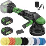 Ginour Cordless Car Polisher for Car Detailing, 900W Brushless Dual Action Car Polisher with 2*21V3.0AhBatteries, 5 Variable Speeds 2000-4600OPM, Car Buffer Polisher Machine with Side Handle, 5in disc