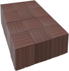 PrimeZone 432 PCS Plastic Interlocking Patio Deck Tiles - 12" x 12" Waterproof Indoor Outdoor Flooring, Patio Floor Decking for Balcony, Backyard, Garden & Poolside, All Weather Use, Dark Brown