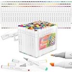 Colorya 96 Colour Art Markers for Artists - Alcohol Markers with Dual-Tip + Carry Bag Included - Alcohol Pens for Colouring Books for Adults, Sketching, Drawing