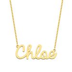 Chloe name necklace, 925 sterling silver with gold plated name necklace, cursive chloe name necklaces