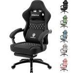 Dowinx Gaming Chair Fabric with Pocket Spring Cushion, Massage Gaming Chair with Footrest, Ergonomic PC Chair, Gamer Chair, Office Chair, 150 kg Load Capacity, Black