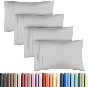 King Size Pillow Cases Set of 4 - Extra Soft Pack of 4 Pillowcase Covers - Hotel Luxury Pillowcases - Machine Washable Pillow Protectors - 20x40 Pillow Cases 4 Piece - King French Grey Pillow Covers