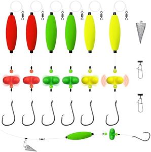 Narcissus Catfish Rigs Set – 6 Pre-Tied Rigs with 2 Sinker Sliders & 3oz Pyramid Sinker, Float Rigs Tackle, Santee Rig, Double Circle Hooks (5/0+8/0) – Complete & Ready-to-Use Kit
