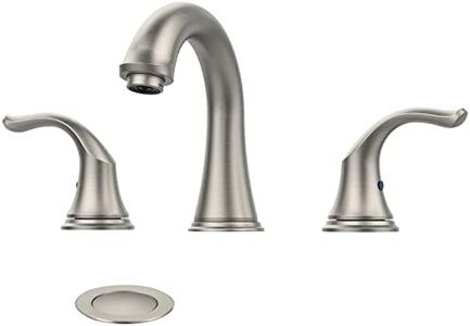 Bathroom Faucet, Swan Neck Bathroom Faucets for Sink 3 Hole, 8 Inch Brushed Nickel Bathroom Faucet with Pop up Drain and Water Lines(Brushed Nickel)