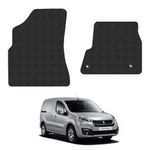 Rubber Floor Mats for the Peugeot Partner (2008-2018) UK Models - Custom Van Accessory Tailored fit Heavy-Duty, Waterproof & Anti-Slip Work Mats with Clips