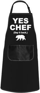 POFULL Yes Chef Apron for Chef TV Show Inspired Gifts Restaurant Gift Gift for Chef Cook Foodie (Yes Chef Apron)