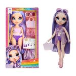 Rainbow High Swim & Style Violet (Purple) 11” Doll with Shimmery Wrap to Style 10+ Ways, Removable Swimsuit, Sandals, Fun Play Accessories. Kids Toy Gift Ages 4-12 Years