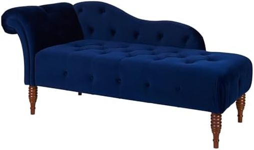 Jennifer Taylor Home, Chaise Lounge, Right Arm Facing, Navy Blue, Velvet, Hand Tufted, Large