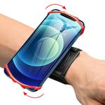 VUP Wristband Phone Holder, 360° Rotatable Forearm Armband for iPhone 15/14/13/Pro Max/Pro/Mini/12/11/SE 2020/Xs/XR/X/8/7/Plus, Fits All 4-6.7 Inch Smartphones (Red-Small)