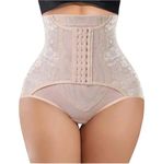 MISSMARRY Tummy Control Panties for Women Shapewear Butt Lifter High Waist Trainer Corset Lace Slimming Body Shaper Underwear for Girls (L, Skin)